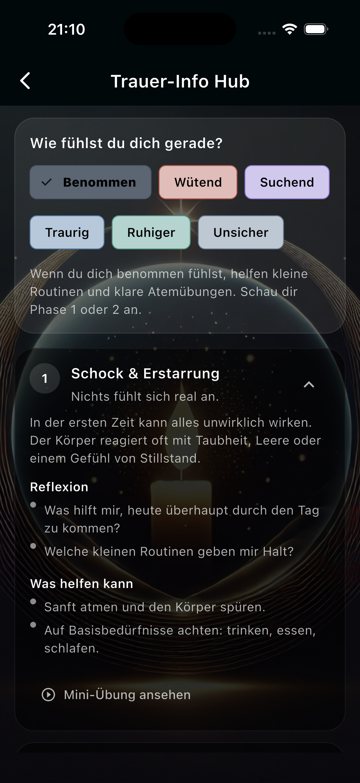 Luminom Trauer-Hub Screenshot